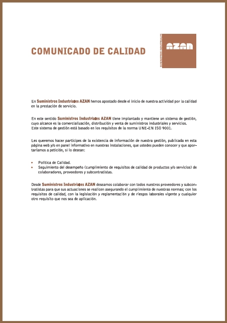 Comunicado de Calidad