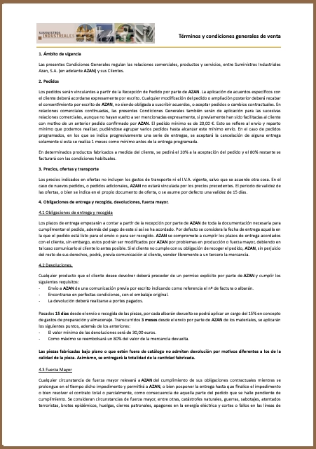 Términos y Condiciones Generales de Venta